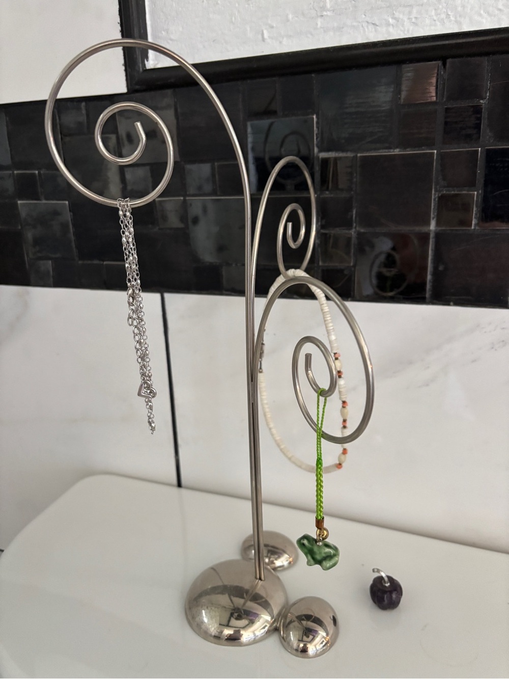 Disney Mickey Silver Spiral Jewelry Tree - Polished Silver Finish